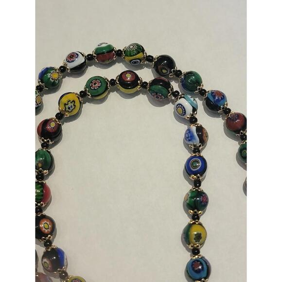 Vintage Venetian Millefiori Murano Glass Beaded Necklace - 30 in - 59 gr - Picture 5 of 7